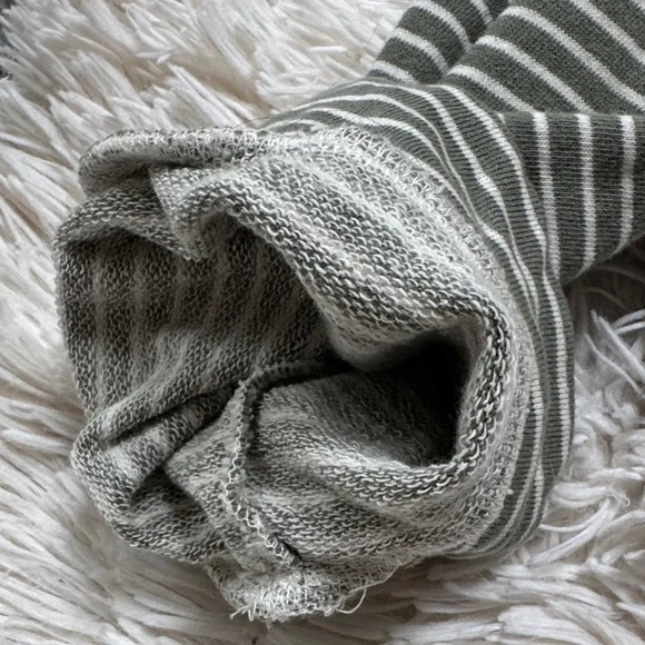 🎉HP🎉 Hem & Thread Striped Terry Hoodie 💗 Mustard Sage Green & Gray - Picture 11 of 16